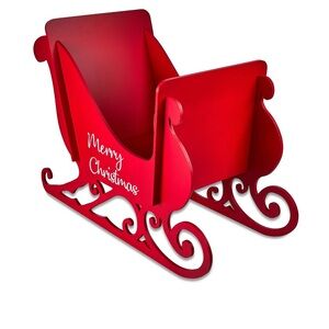 Christmas Holiday Time Wooden Slotted Sleigh. Brand New.